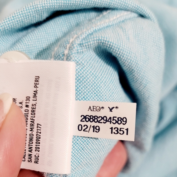 American Eagle Shirt Men's Size Medium Blue Classic Fit Button Up 100% Cotton - Picture 8 of 8